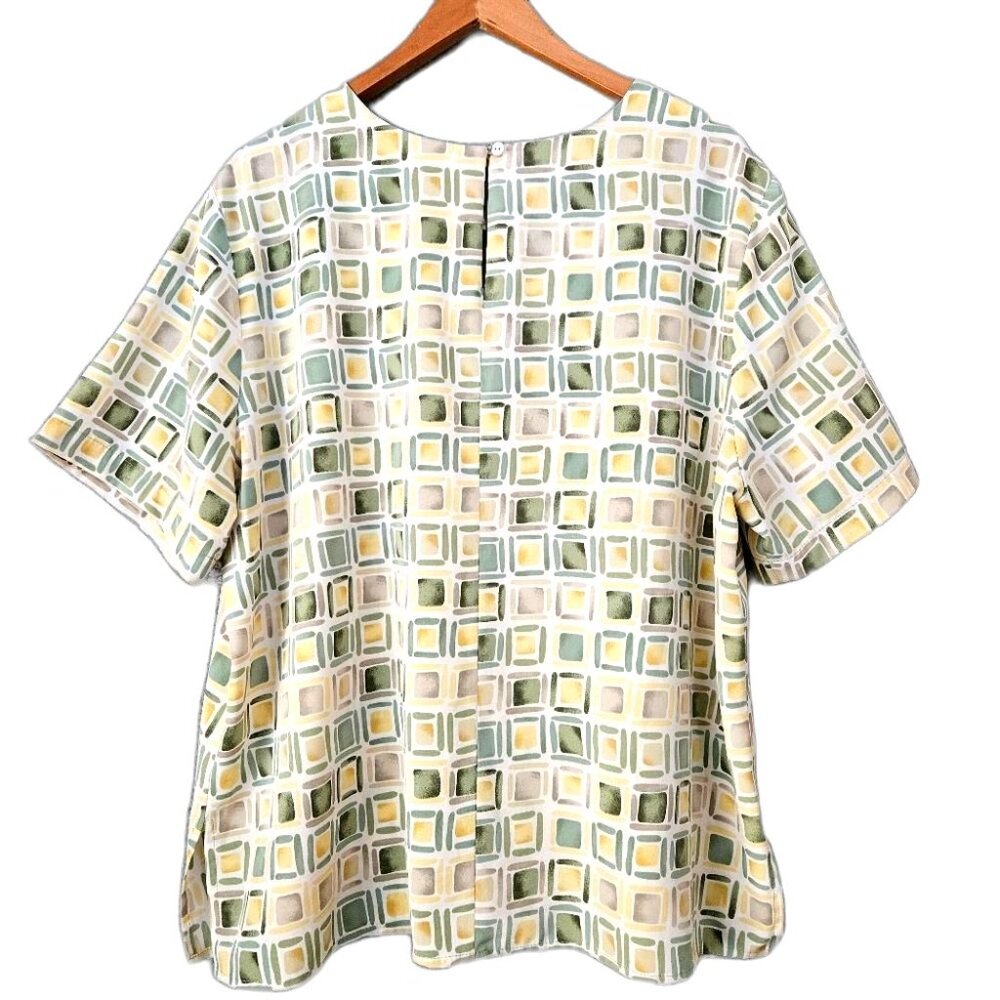 Notations Geometric Print Top 18W 2XL Short Sleeve Blouse Office Casual VTG - Picture 4 of 15